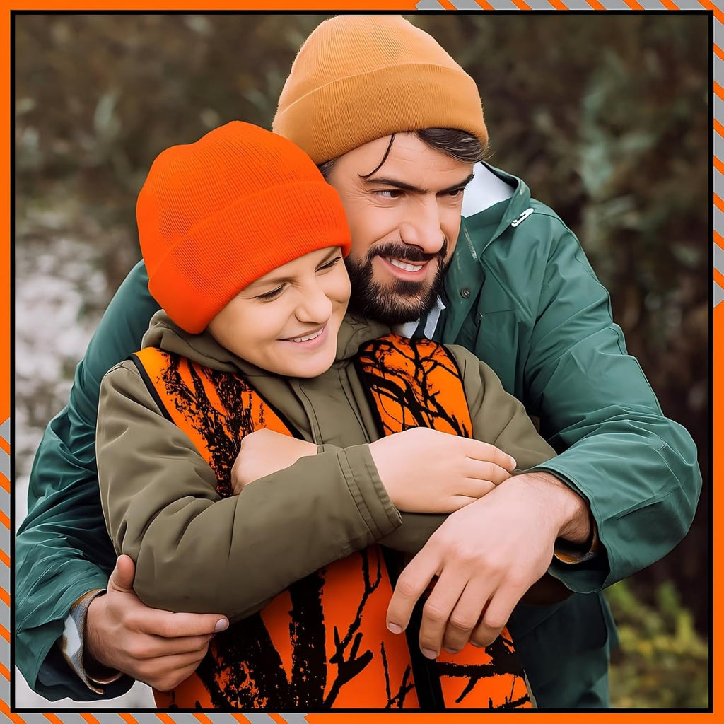 2 Pcs Kids Hunting Vest & Beanie Set Reflective Hunting Clothes Blaze Vests for Night Hiking Outdoor