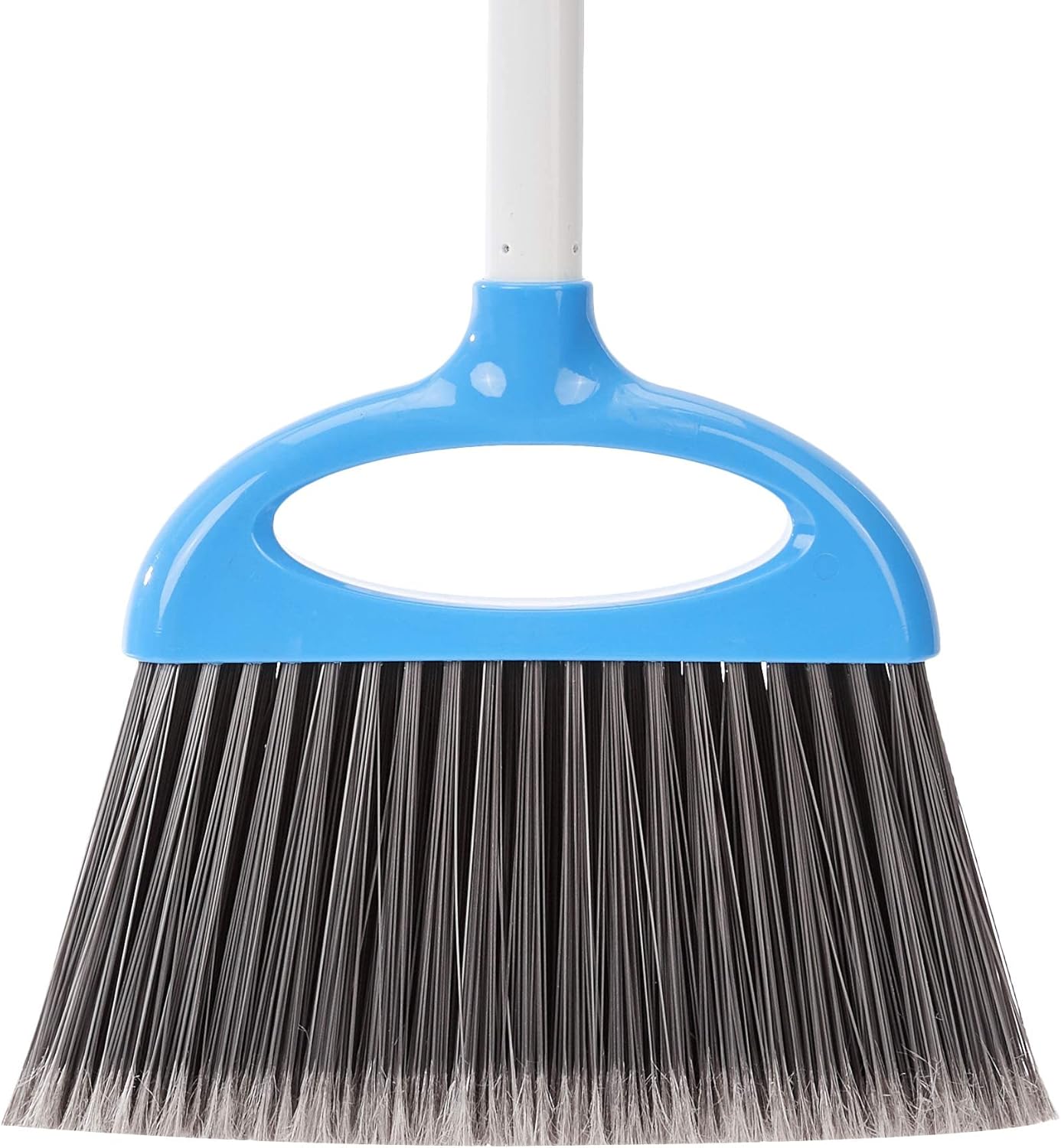 Dustpan Broom Set with Adjustable Long Handle, Easy to Assemble, Blue and White