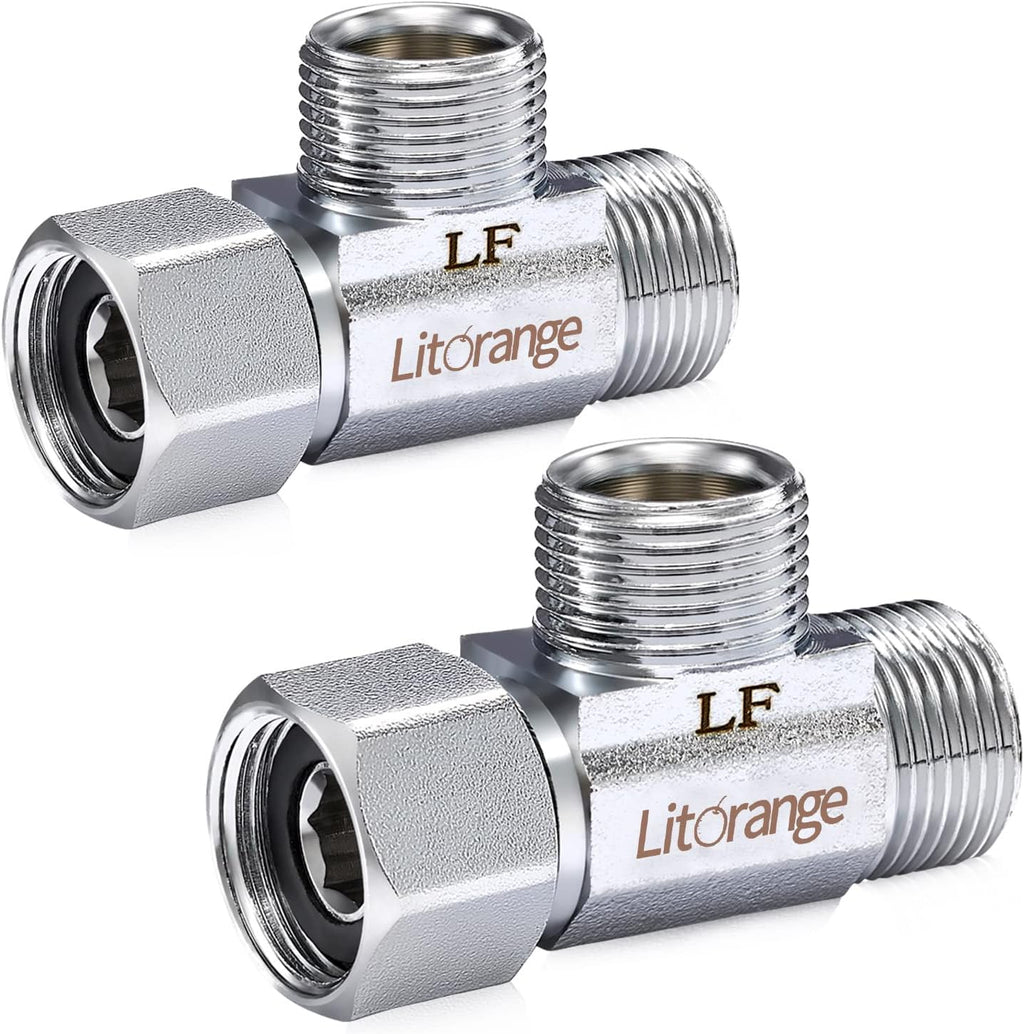 Lead-Free Brass 2 PCS 3/8 Inch Angle Stop Add-A-Tee Compression Tee Valve