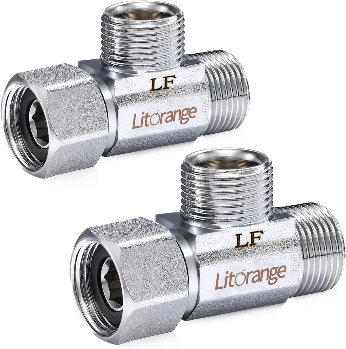 Lead-Free Brass 2 PCS 3/8 Inch Angle Stop Add-A-Tee Compression Tee Valve