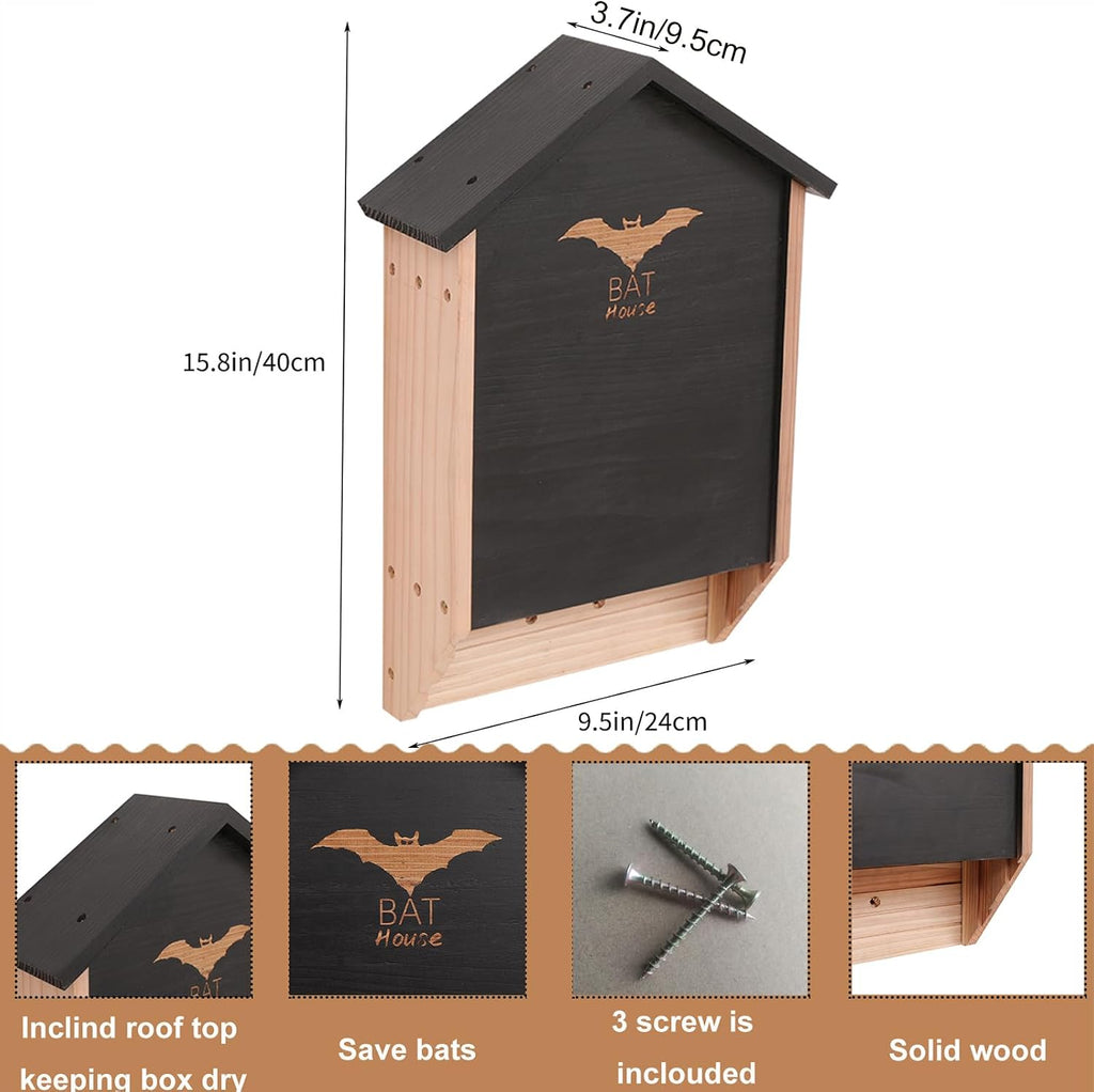 Bat House Big Bat Box for Outdoors,15.8" Weatherproof Wooden Bat Shelter