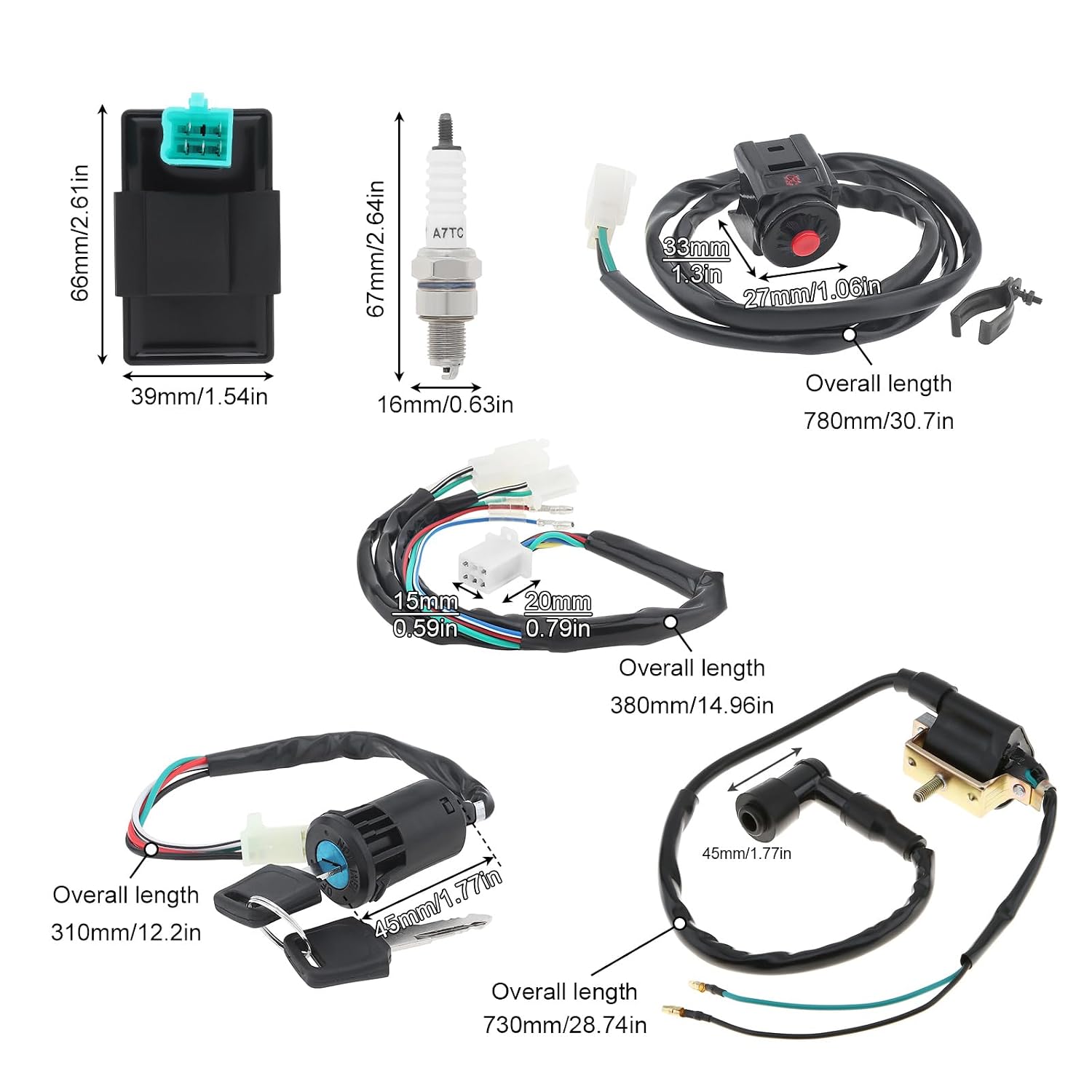Electric Wire Harness Kit Wiring Loom Harness Engine Stop Switch Ignition Coil Cdi Box Spark Plug Rebuild Assembly