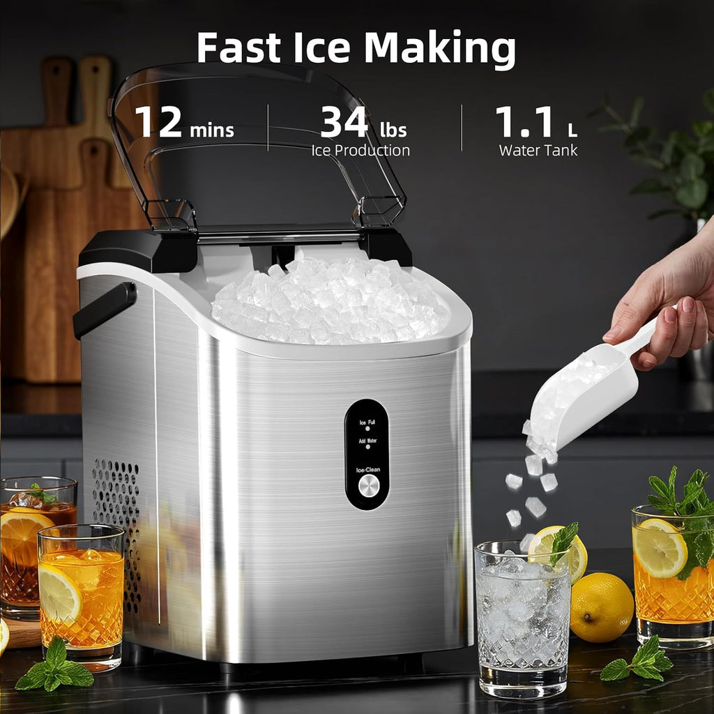 Nugget Ice Maker Countertop with Soft Chewable Ice