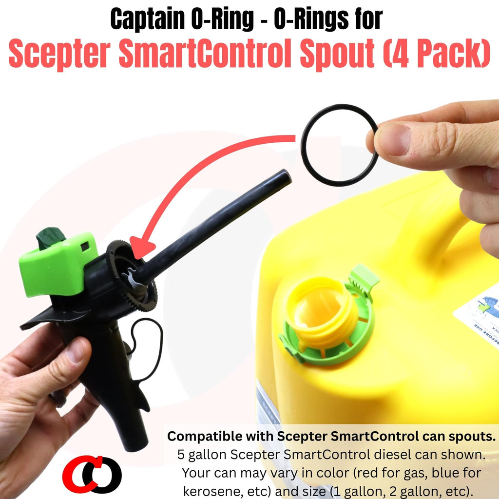 Captain O-Ring – Replacement O-Rings for Scepter SmartControl Gas Can Spout (4 Pack)