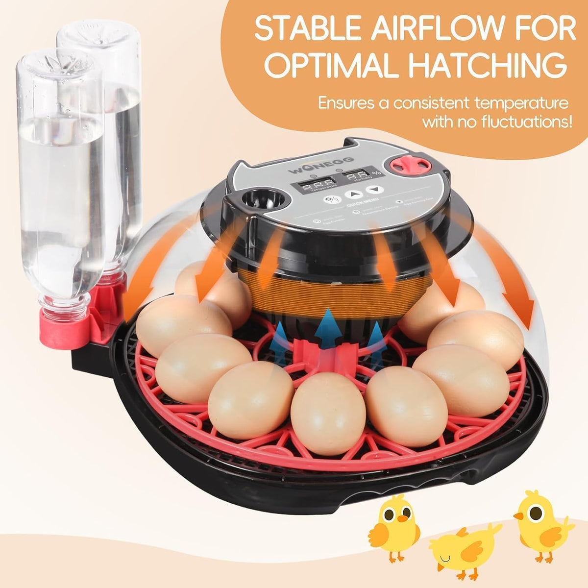 Series II - 12 Egg Automatic Incubator for Beginners, Smart Adaptive Humidity (Dual-Bottle) & Auto Temp Control, Auto
