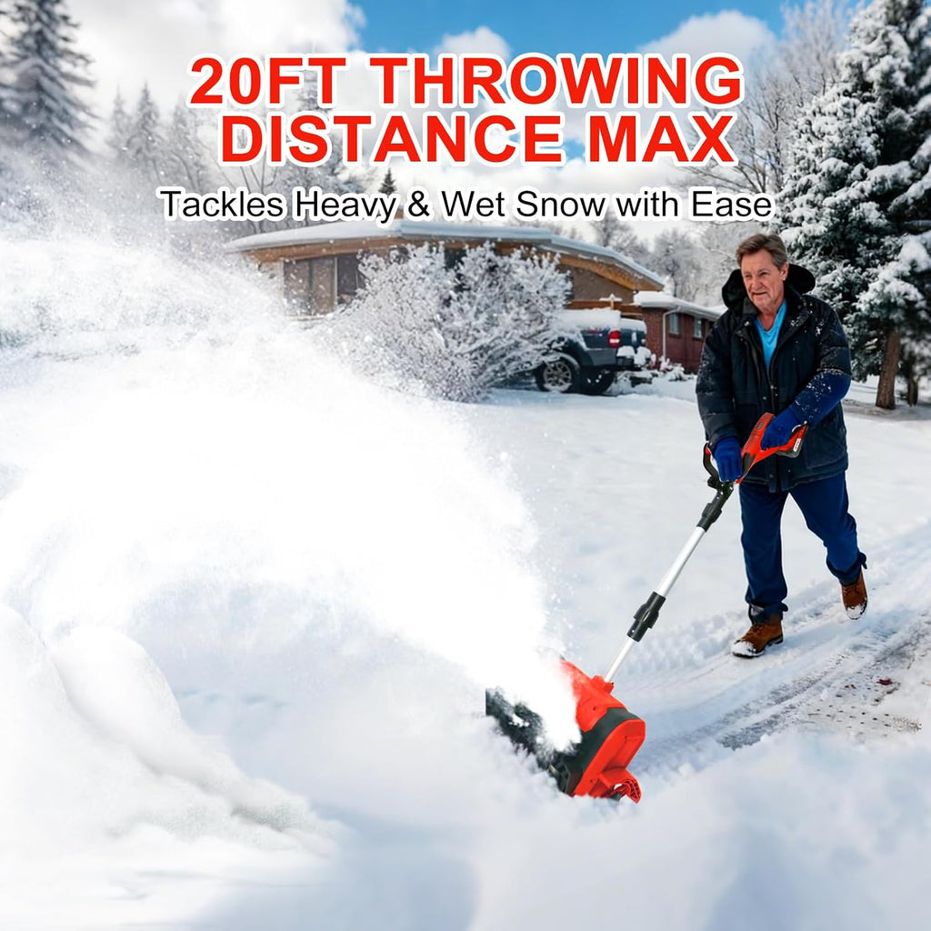 21V Cordless Electric Snow Shovel, 12-Inch Brushless Cordless Snow Blower with 2x4.5Ah Batteries & Fast Charger
