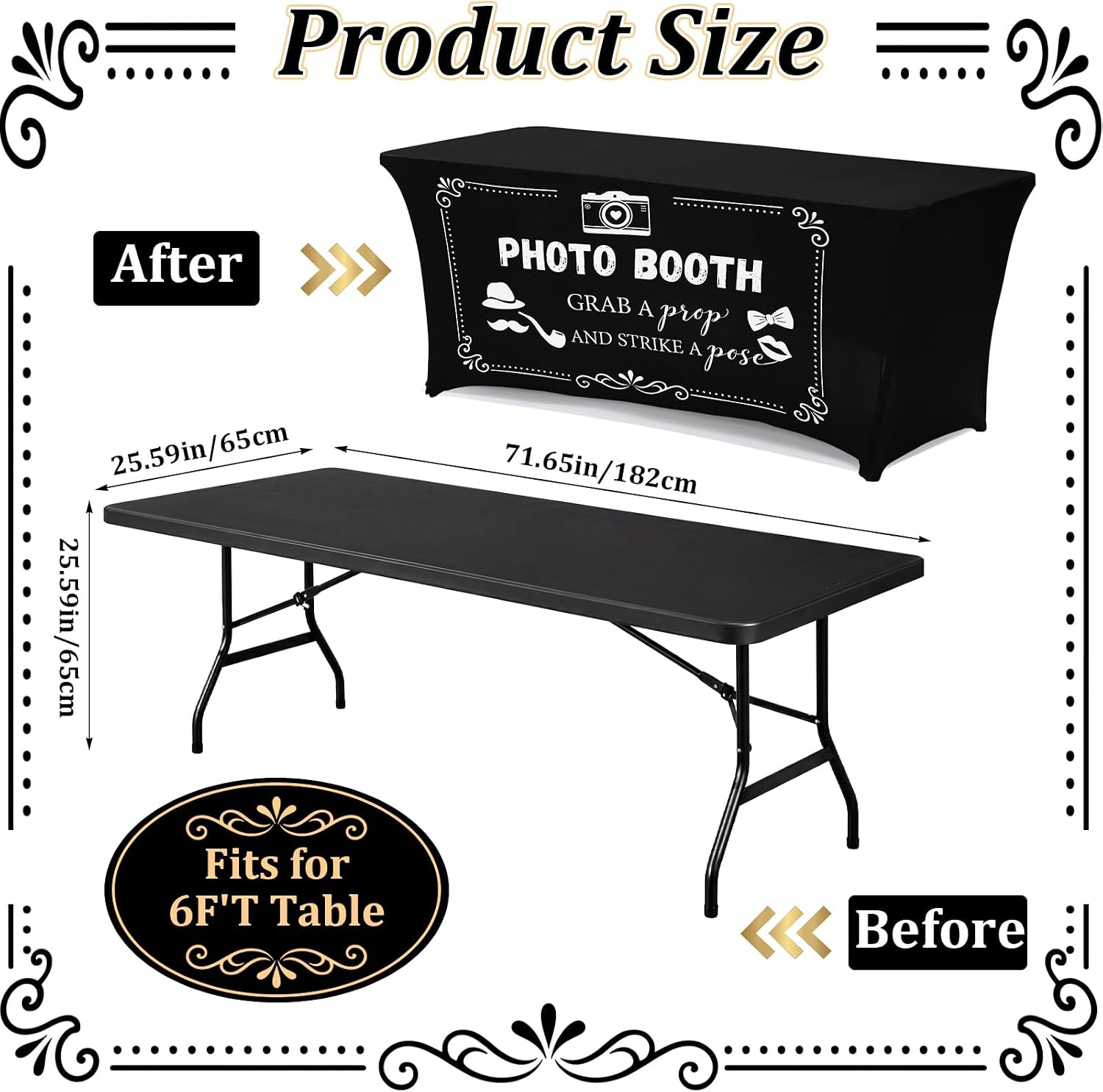 1 Pcs Photo Booth Table Cloth 6 ft Wedding Photo Booth Props