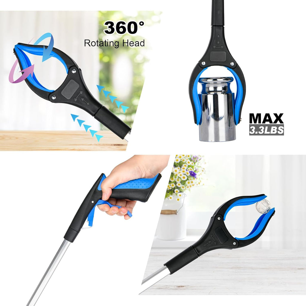 6-Pack 32" Grabber Reacher Tool, 360° Rotating Head, Wide Jaw, Foldable Reacher Grabber Pickup Tool,Anti-Slip