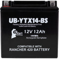 YTX14-BS 12V 12Ah Replacement for Honda Rancher 420 Battery