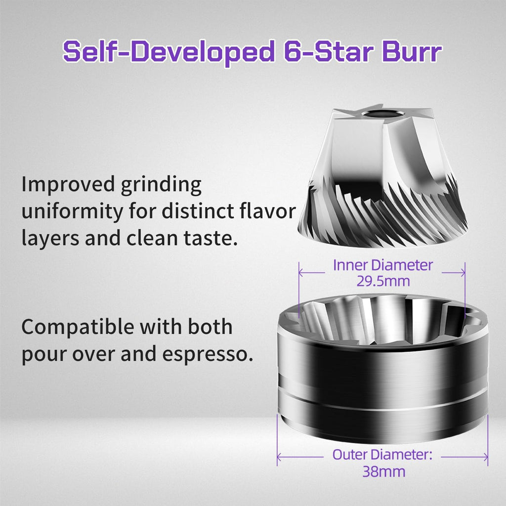 AURORA Portable Electric Coffee Grinder, Rechargeable Burr Coffee Grinder 140 Precise Settings for Espresso to French