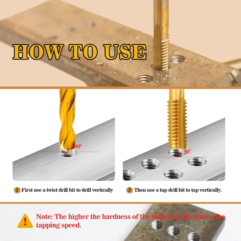 1/4"-20 UNC Tap and #7 Drill Bit Kit for Metal, M2 HSS Drill and Tap Set