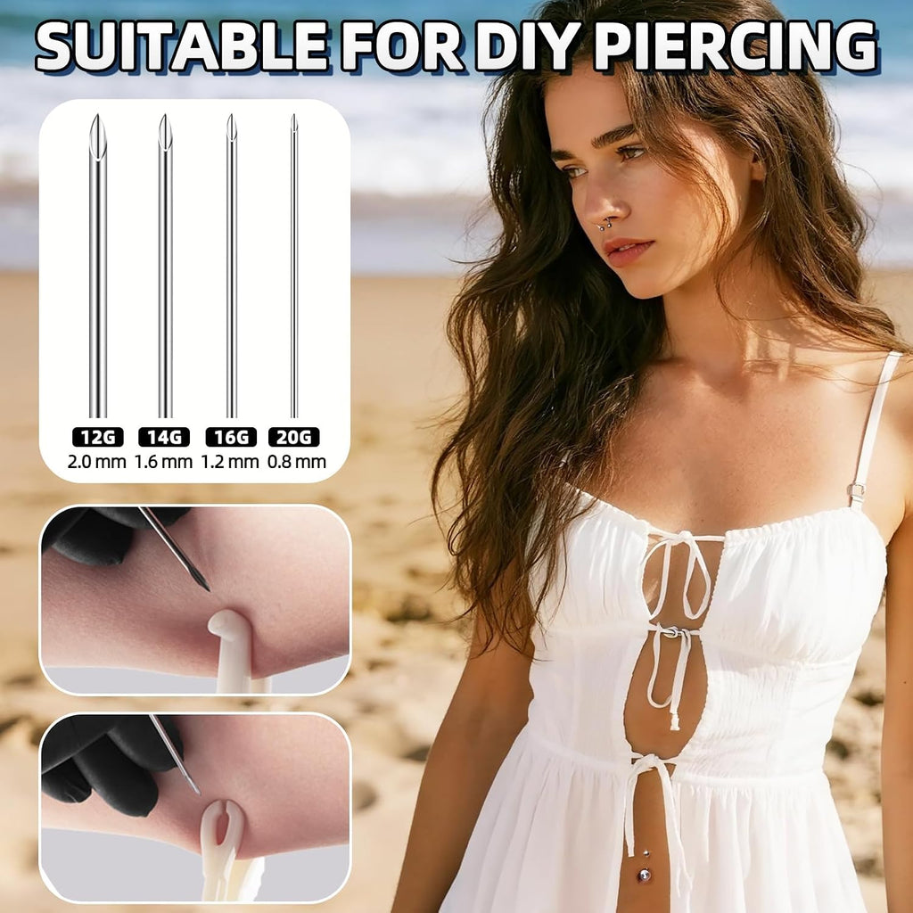 89 Pcs Body Piercing Kit for All Body Piercings Nose Piercing Stainless Steel Piercing Jewelry with 12G 14G 16G 20G