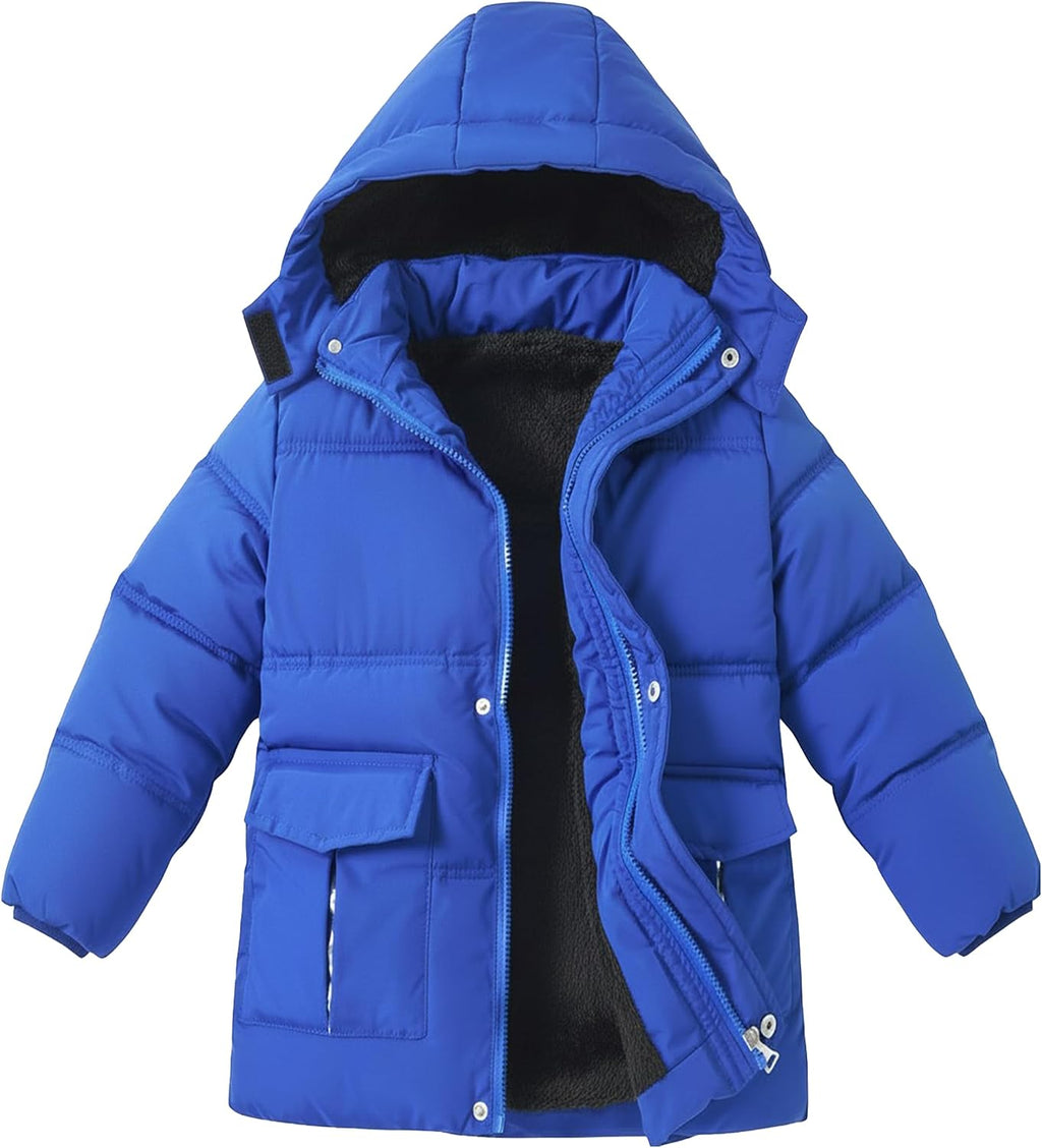 6-12 Years Boys Winter Coat Kids Warm Jacket Wind Water-Resistant Puffy Coats Outwear Toddler Hood Fleece Inner