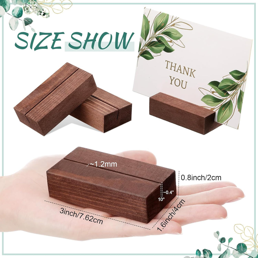 12 Pcs Wood Place Card Holders Wooden Table Number Holder Stands Name Card for Wedding Party Events Exhibition
