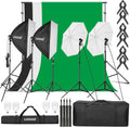 Photography Lighting kit with Backdrops, 8.5x10ft Backdrop Stands, UL Certified 5500K 800W Equivalent 25W LED