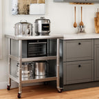 30" X 24" Stainless Steel Table with Wheels, 3 Shelves