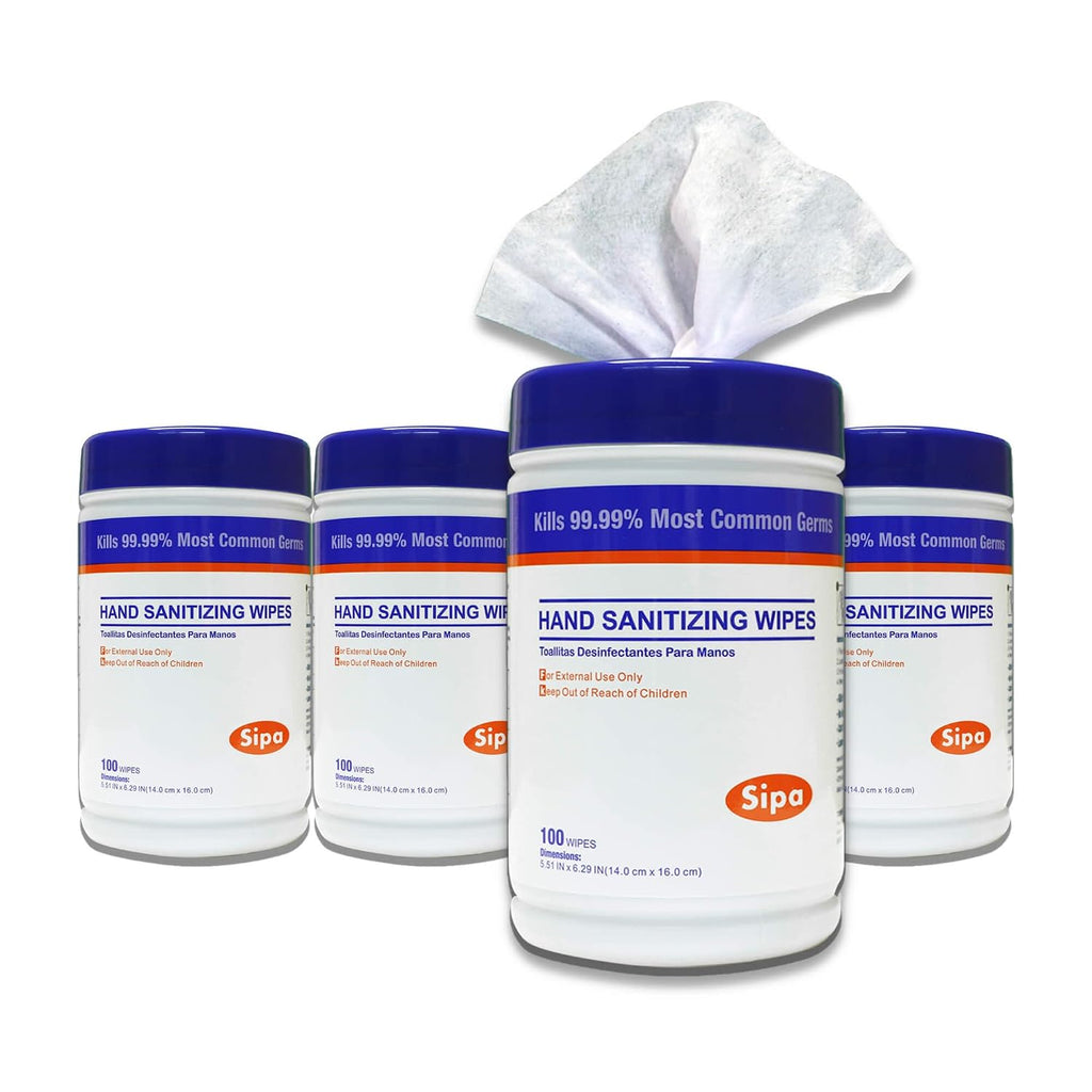 Hand Sanitizing Wipes 100 WIPES/CANISTER, Soft Textured Wipes, Fresh Scented, (4 CANISTERS)