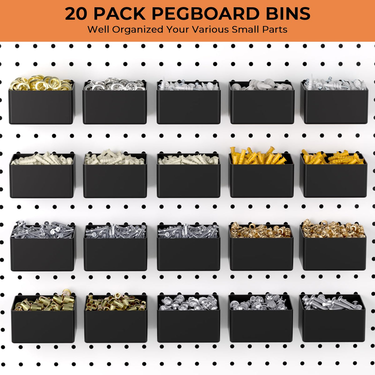 320PCS Pegboard Accessories Organizer Kit with Peg Borad Hooks & Bins