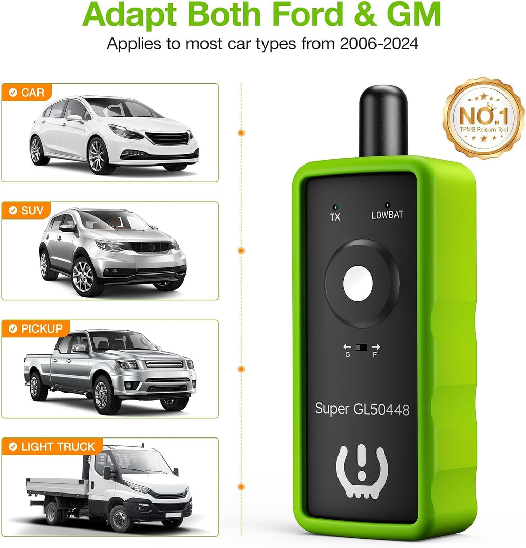 2IN1 TPMS Relearn Tool Super GL50448 for GM and Ford with Model Switch Button,Tire Pressure Sensor Monitor Reset