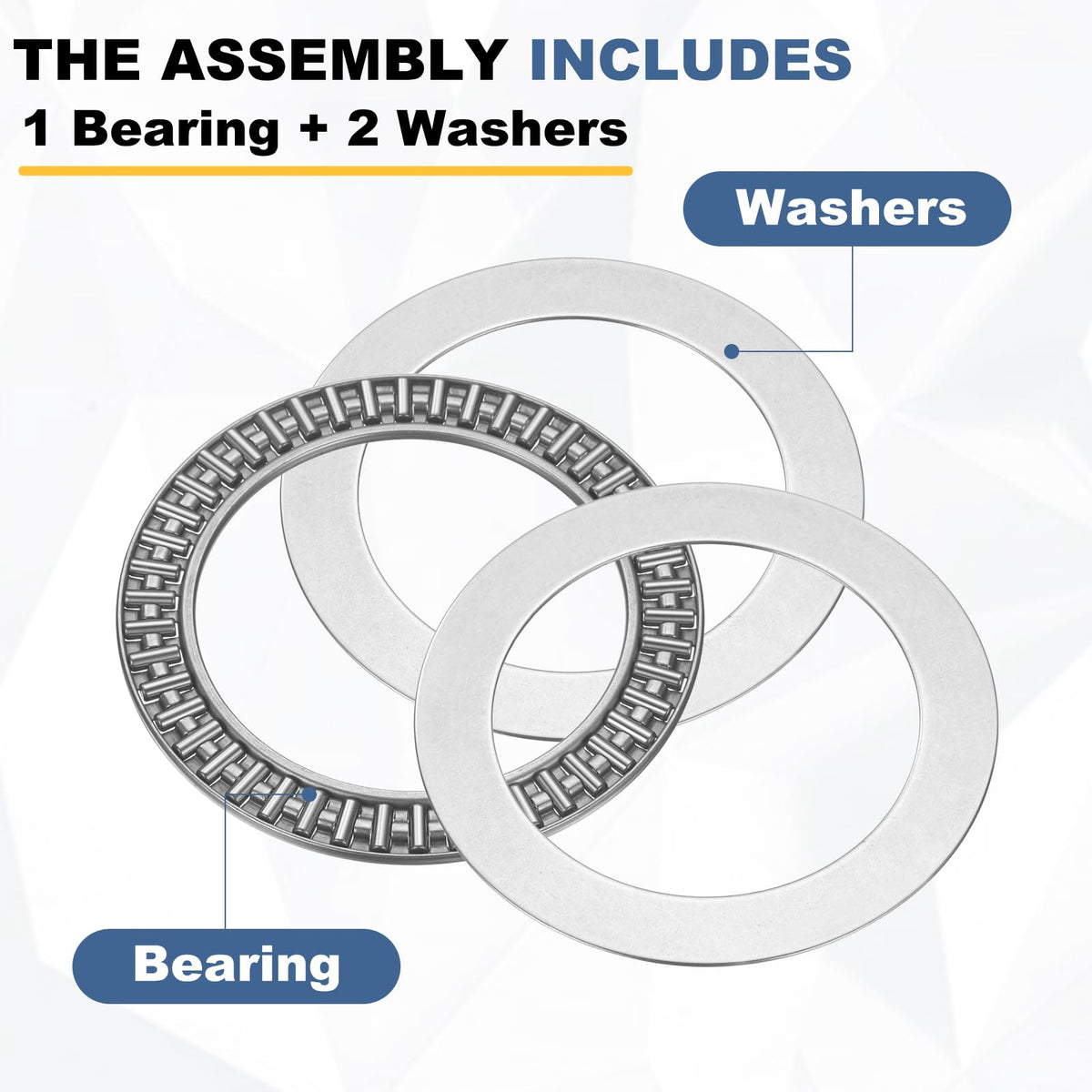 uxcell AXK7095 Thrust Needle Roller Bearings with Washers, ID 70mm