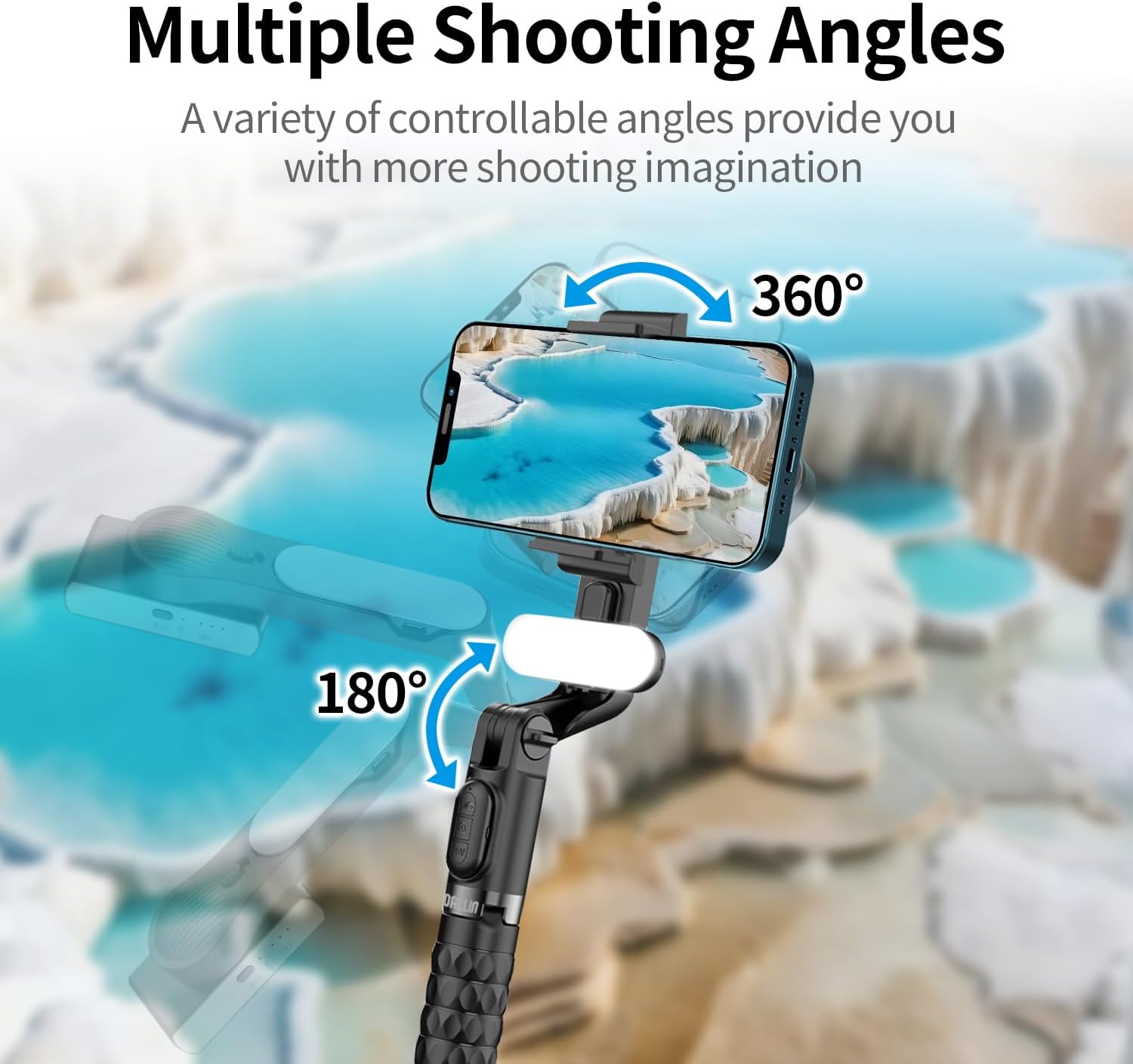 Selfie Stick with Light for Smartphone, Remote Control | Retractable and Foldable Phone Tripod for iPhone & Android