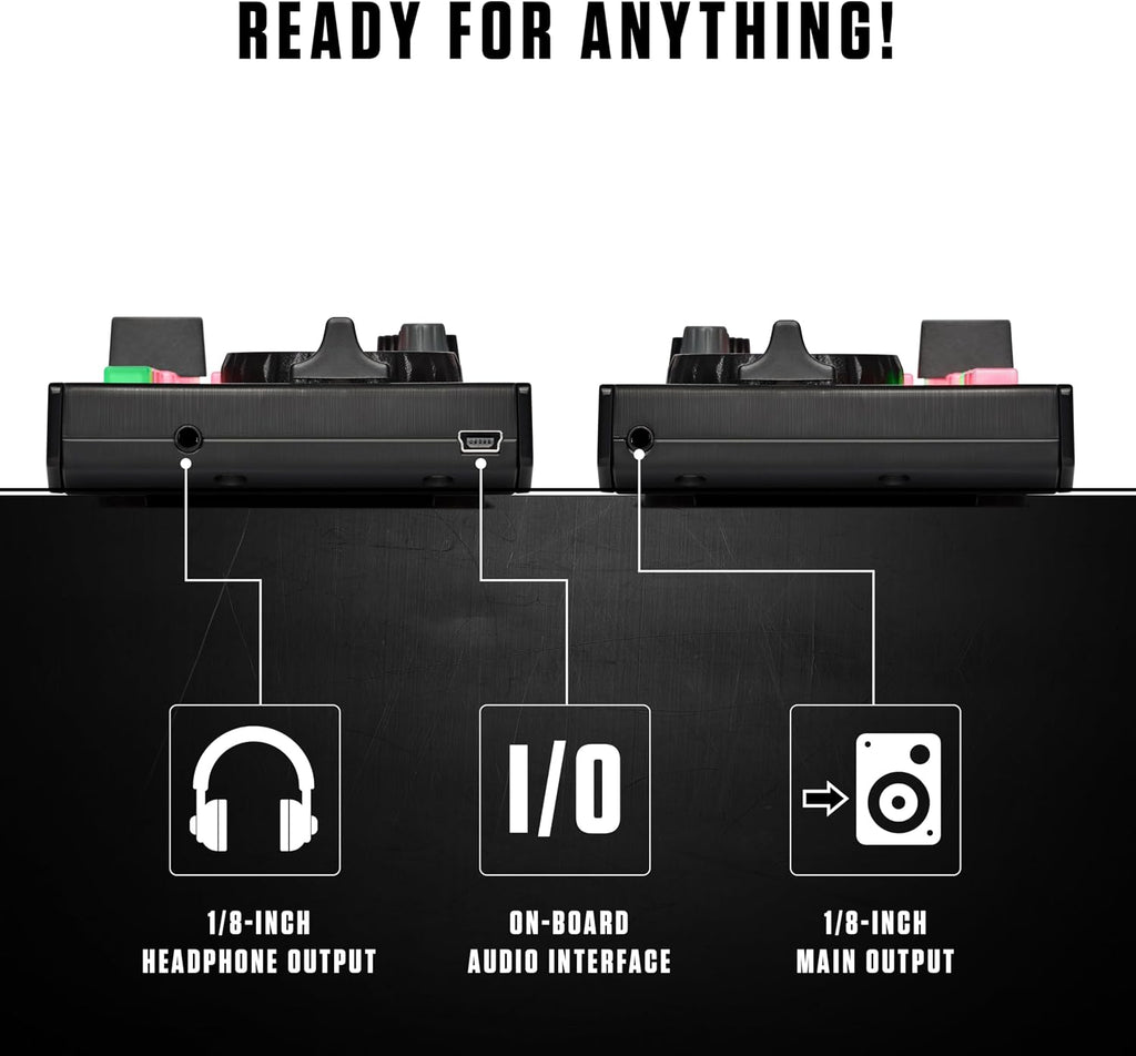 DJ2GO2 Touch Compact DJ Controller | Portable, 2-Deck, DJ Mixer, Touch-Capacitive Wheels, Integrated Audio Interface