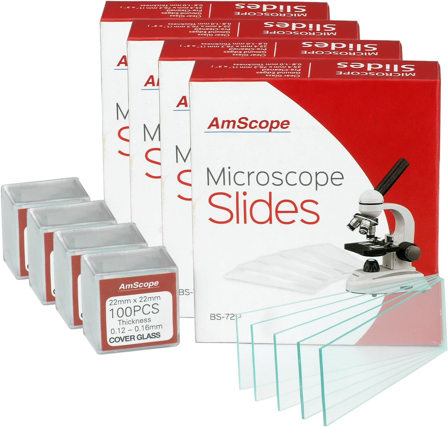 BS-72P-100S-22X4 Rectangular Blank Slides + Cover Slips 288/400 | 288 Pre-cleaned blank microscope slides 400 Piece
