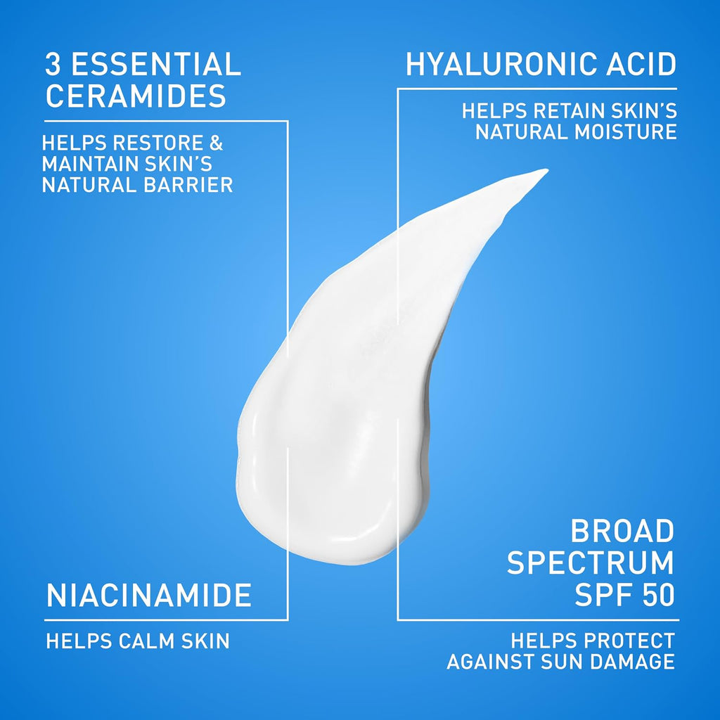 AM Facial Moisturizing Lotion SPF 50, Face Moisturizer with SPF, 3oz