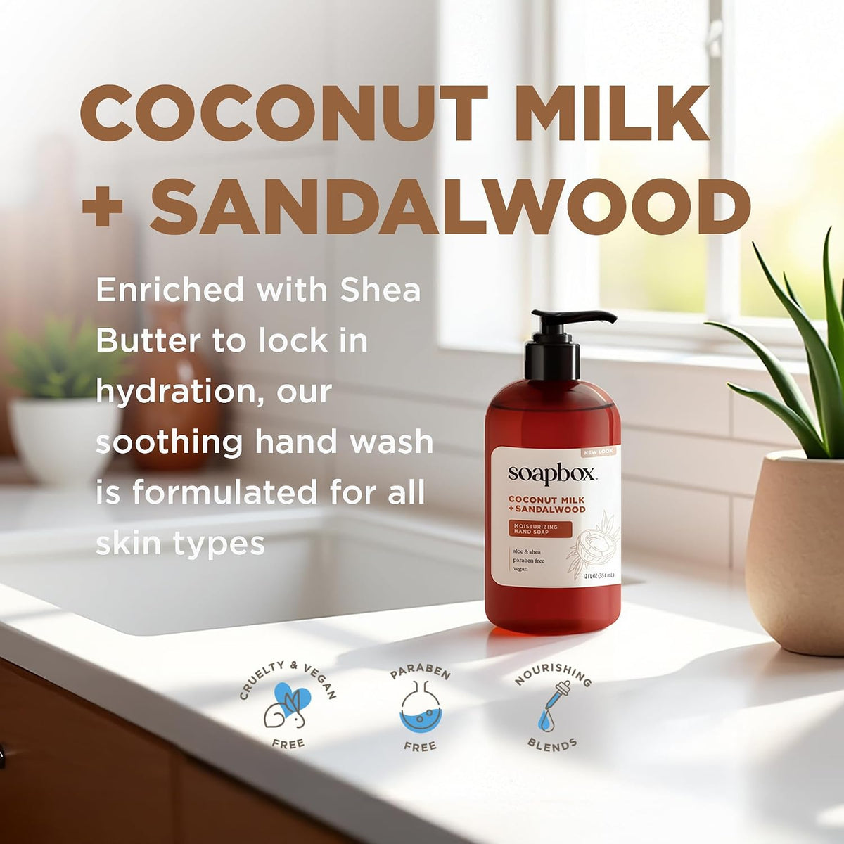 Coconut Milk & Sandalwood Liquid Hand Soap - Hand Wash - 3 Pack