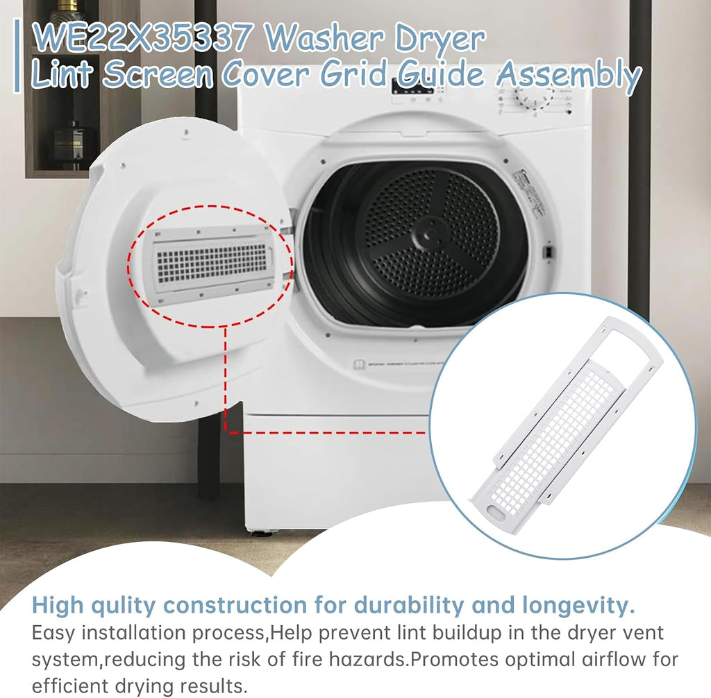 WE22X35337 Washer Dryer Lint Screen Cover Grid And Lint Filter Slide Guide Assembly,Compatible with GE&Hotpoint Dryer Replacement for WE01X25915 WE01X25914