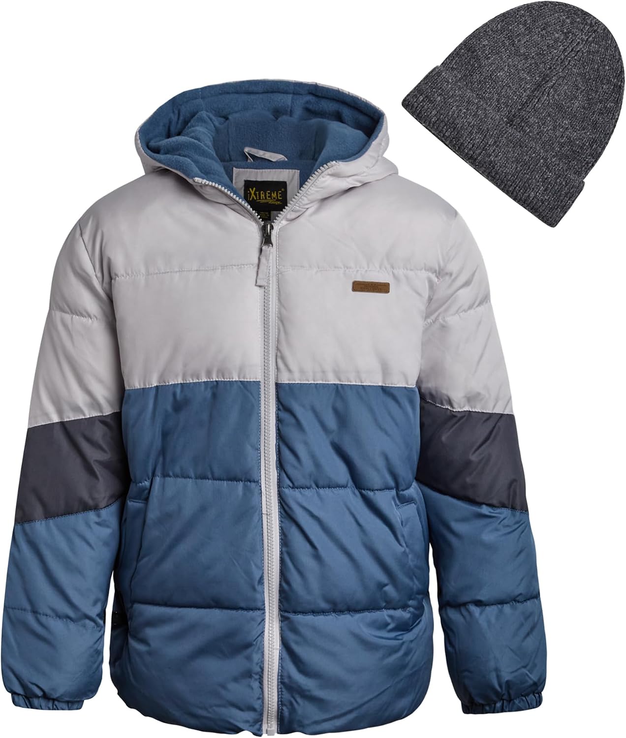 Boys Puffer Jacket Fleece-Lined Winter Coat with Hat | Warm Wind and Water Resistant Outerwear, Soft Cozy Lining for