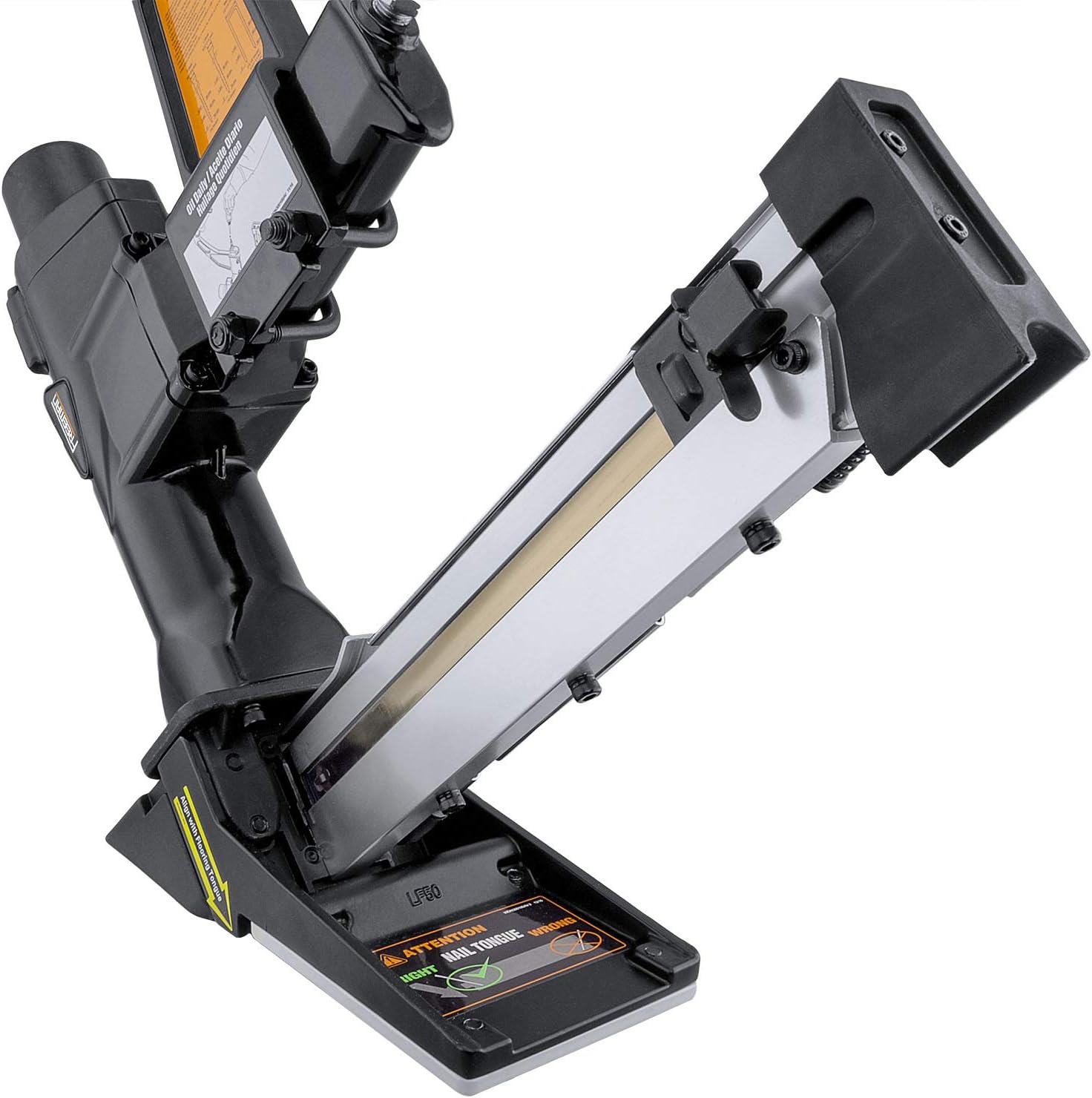 PFL618C Pneumatic 3-in-1 15.5-Gauge and 16-Gauge 2" Flooring Nailer/Stapler with Flooring Mallet and Interchangeable