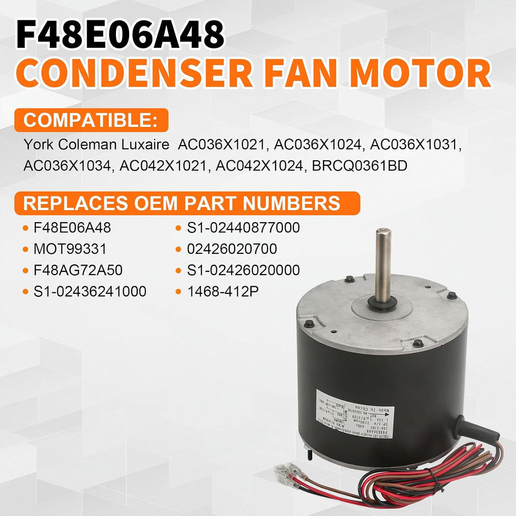 F48E06A48 Condenser Fan Motor Fit for York Coleman HVAC & Refrigeration