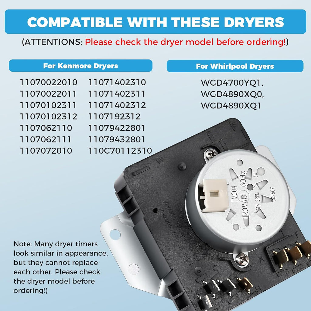 WPW10185975 W10185975 Dryer Timer Replacement, 2-Year Warranty