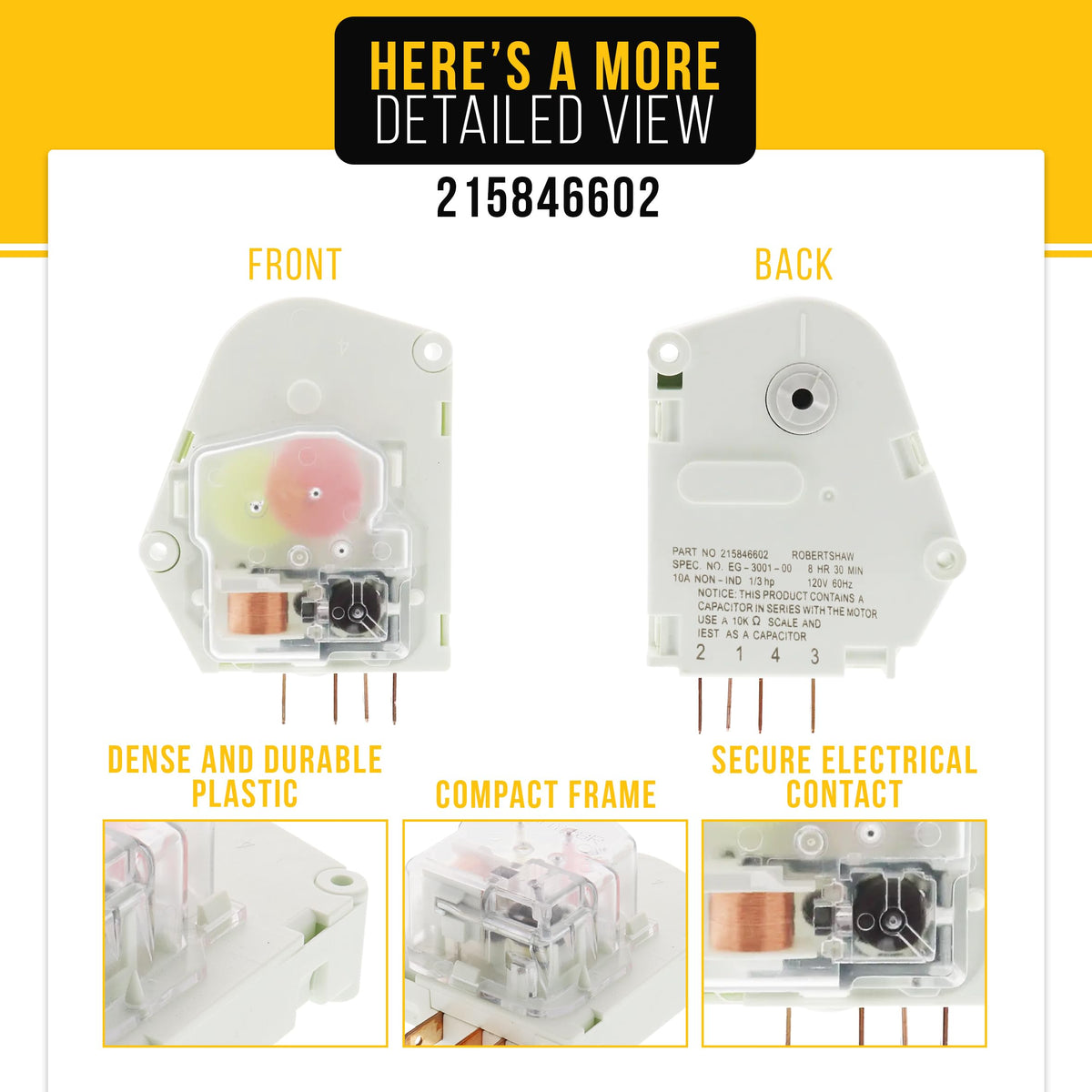 Refrigerator Defrost Timer for Kenmore 253.68801790
