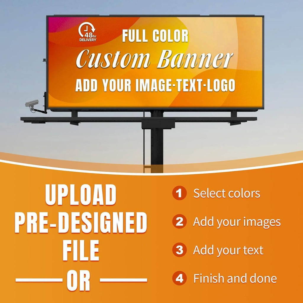 Custom Vinyl Banner-2ft x 4ft Full Color 13oz Banners and Signs Customize for Indoor Outdoor Display, Custom banner |