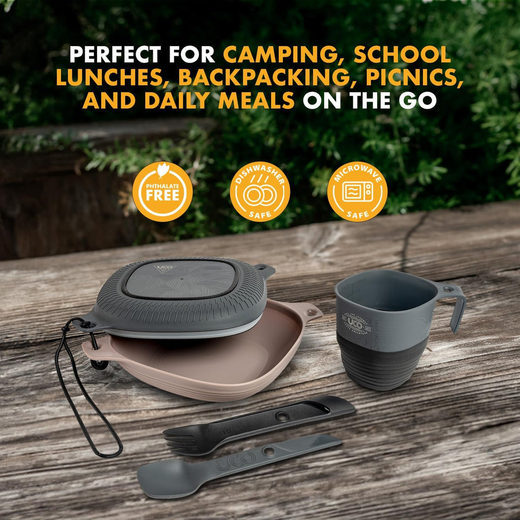 Camping Mess Kit with Bowl, Plate, Collapsible Cup, and Switch Camping Spork