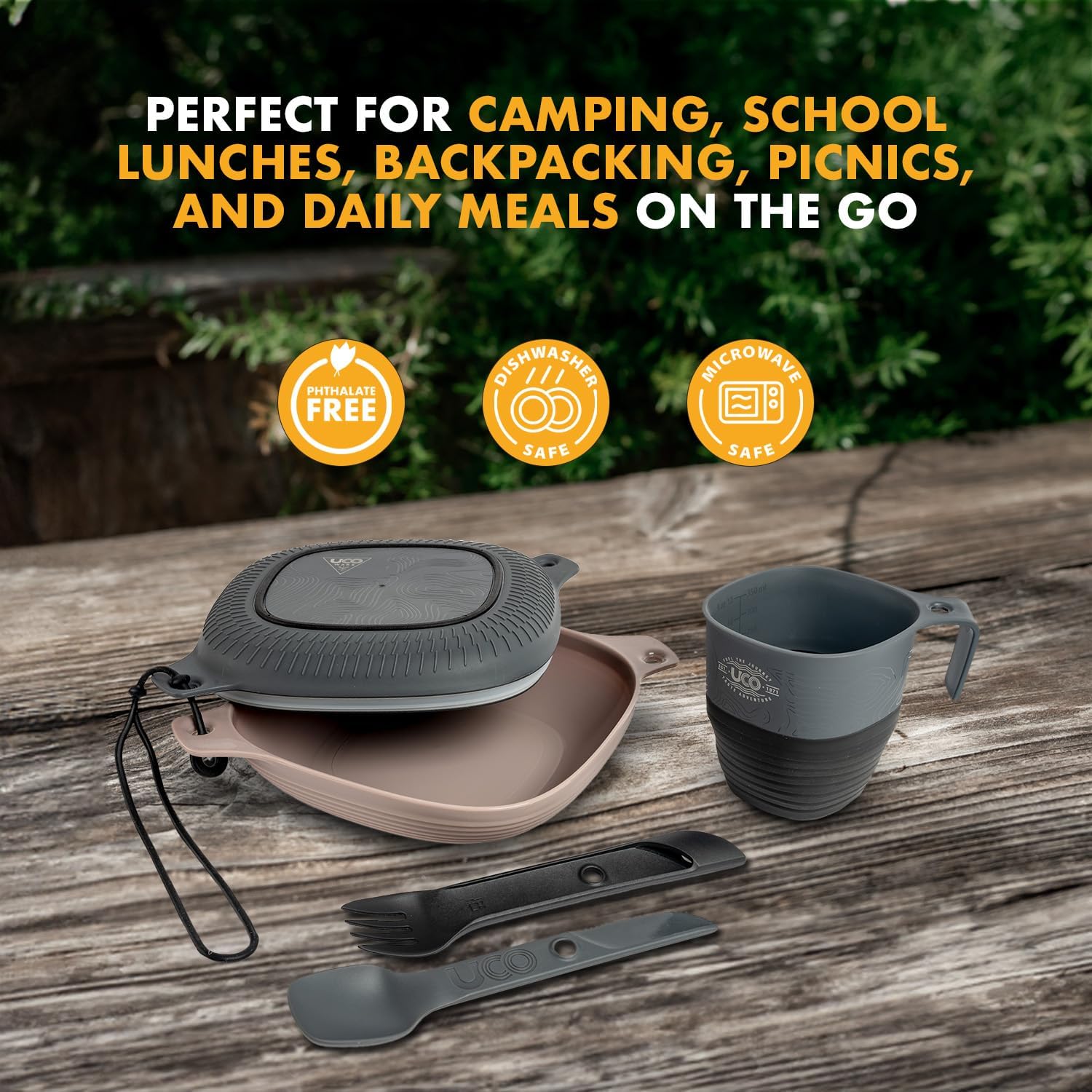 Camping Mess Kit with Bowl, Plate, Collapsible Cup, and Switch Camping Spork