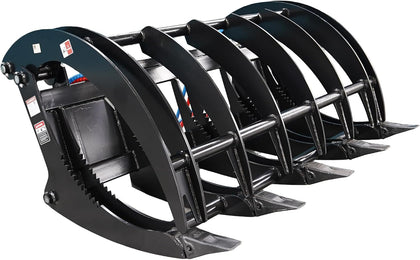 72" Heavy-Duty Root Grapple Rake Hydraulic Skid Steer Attachment | Twin 3000 PSI Cylinders, Universal Quick Attach