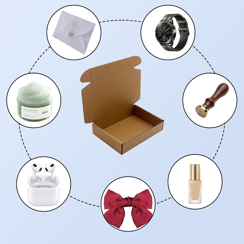7x5x1.5 inch Small Shipping Boxes 50 Pack, Brown Kraft Corrugated Cardboard
