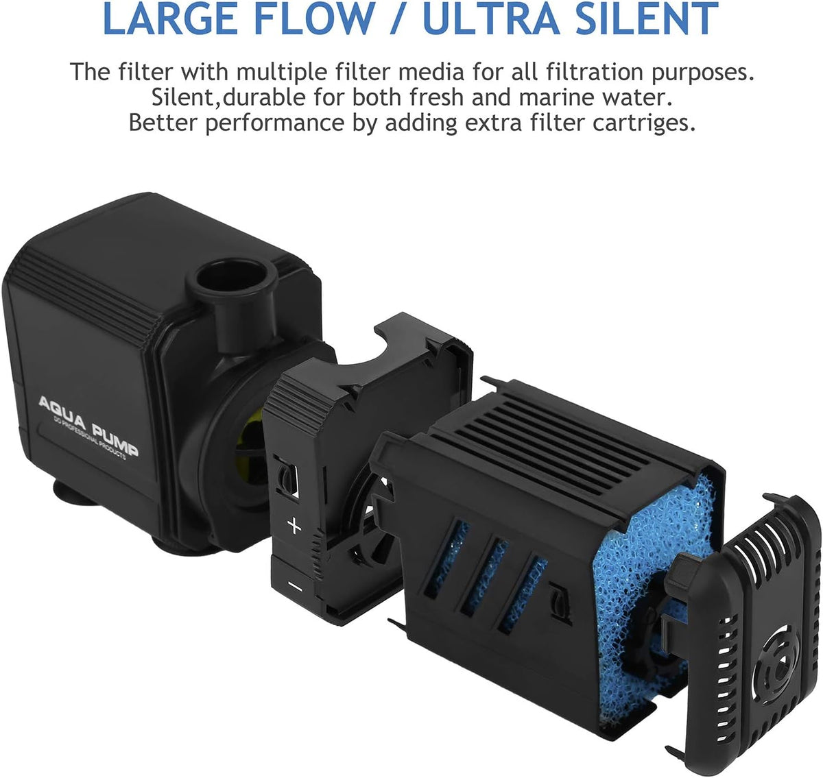 Submersible Aquarium Internal Filter 6W, Adjustable Fish Tank Filter with 132 GPH Water Pump for 1-10 Gallon Fish Tank