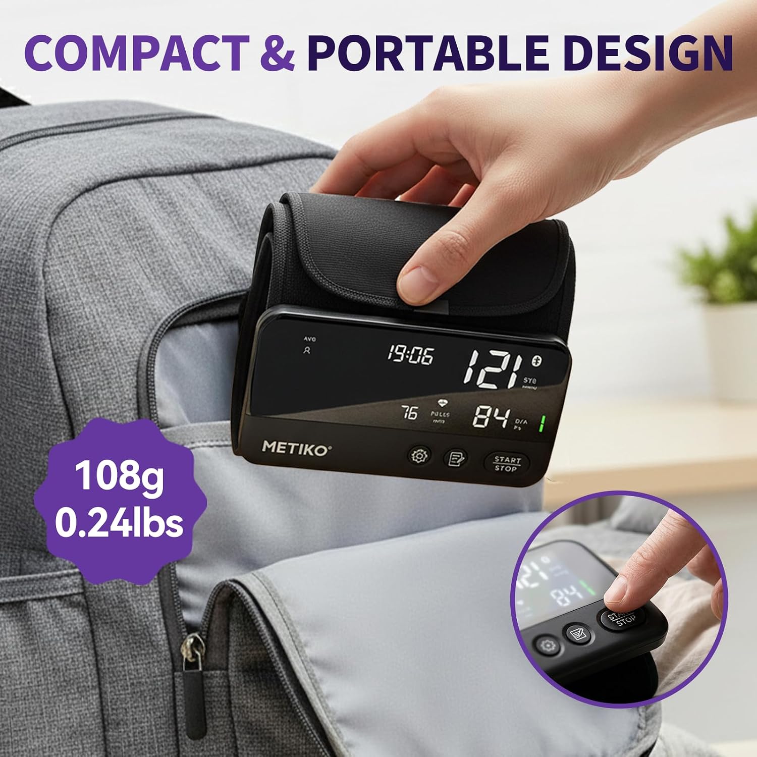 Wireless Blood Pressure Monitor Upper Arm Bluetooth Blood Pressure Machine, Ultralight Portable Rechargeable Blood
