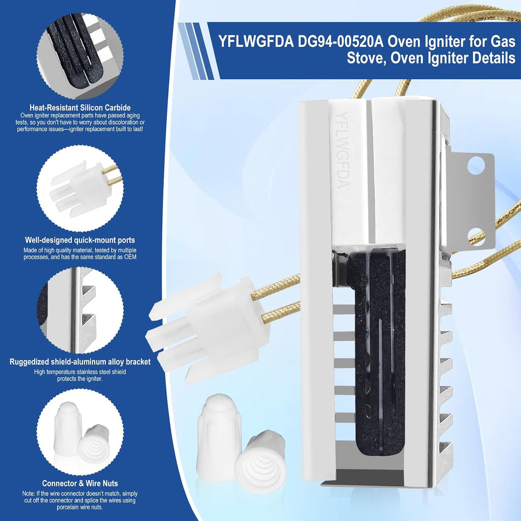 DG94-00520A Oven Igniter for Gas Stove,Oven Igniter for Sam-sung NX58H5600SS Nx58h9500WS,for G-E Whirl-pool Hot-point