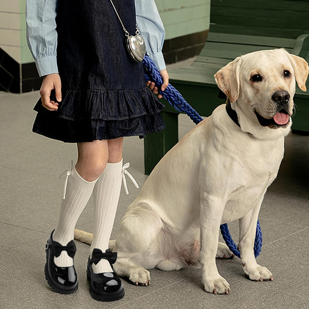 School Shoes for Girls, Black Mary Jane Flats | School Uniform, Non-Slip Sole, Round Toe, Toddler And Little Girl