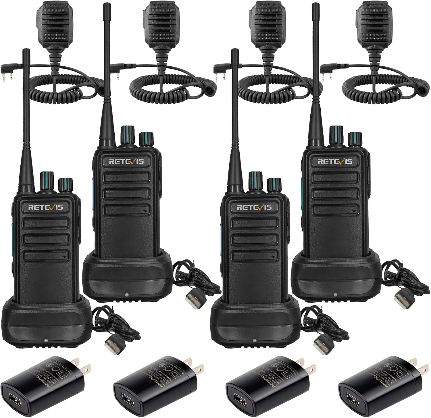 RB29 2 Way Radio Long Range, FRS Two Way Radios with Shoulder Mic | Rugged Walkie Talkies for Worksite Construction