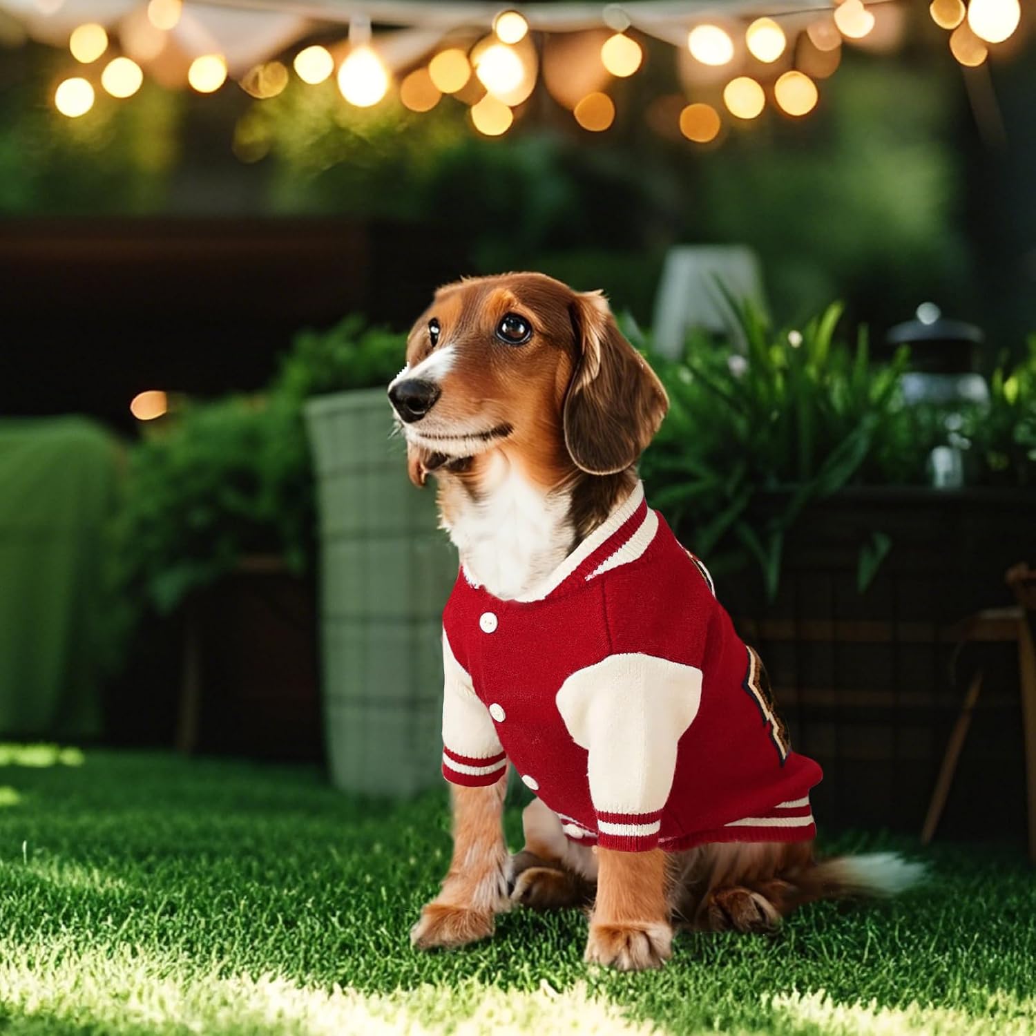 Dog Varsity Sweaters for Medium Dogs, Brushed Fleece Dog Sweater Baseball Jacket Pet Clothes with Bear Embroidery