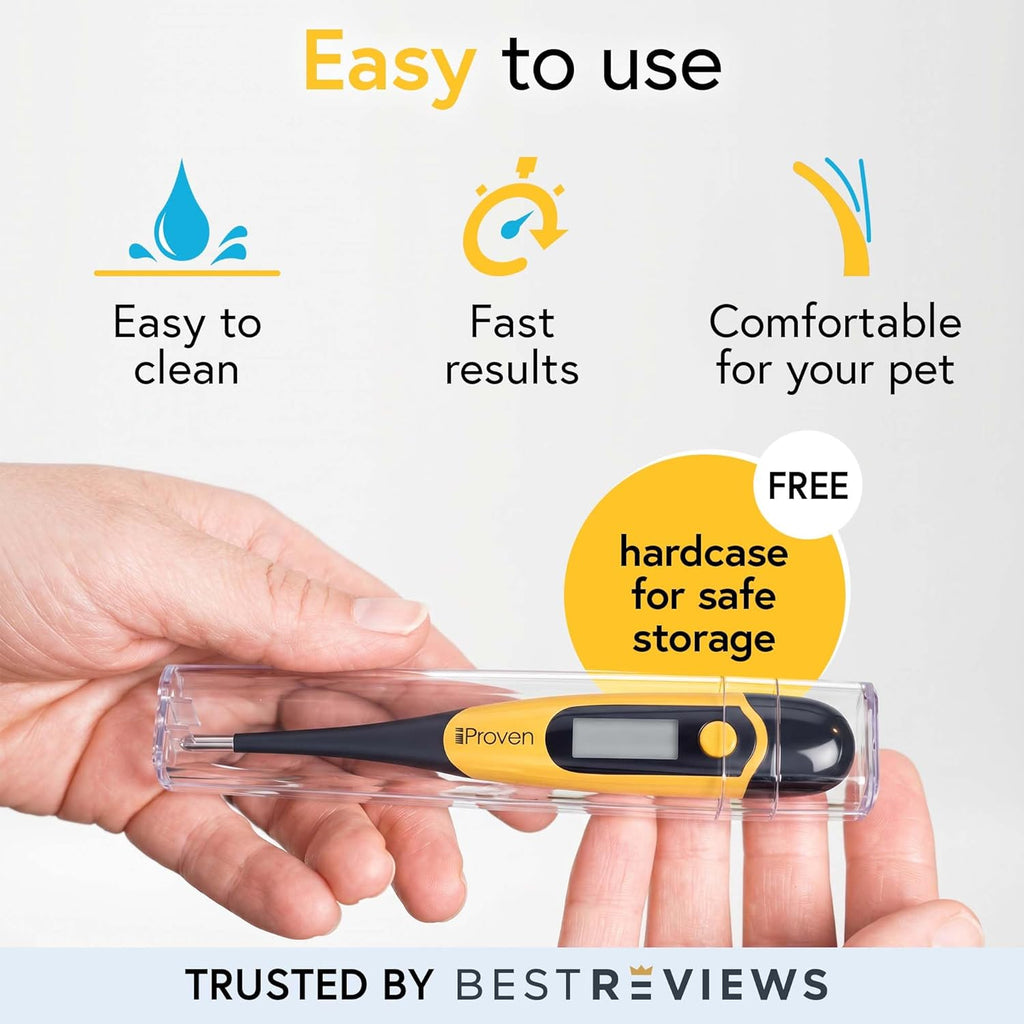 iProven Dog & Cat Thermometer for Accurate Fever Detection, Comfortable Flexible Tip, Waterproof Pet Thermometer