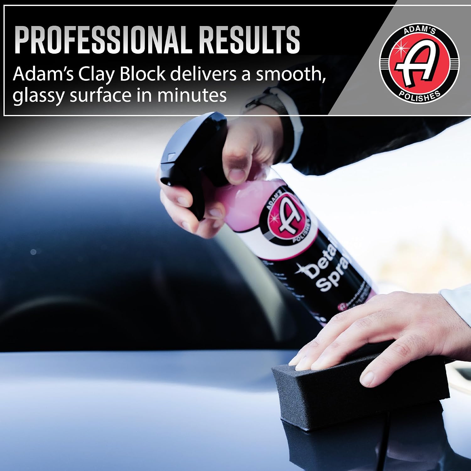 Adam's Clay Block (2pk) - Reusable Hybrid Clay Bar Sponges that Remove Embedded Residues Like Brake Dust, Paint