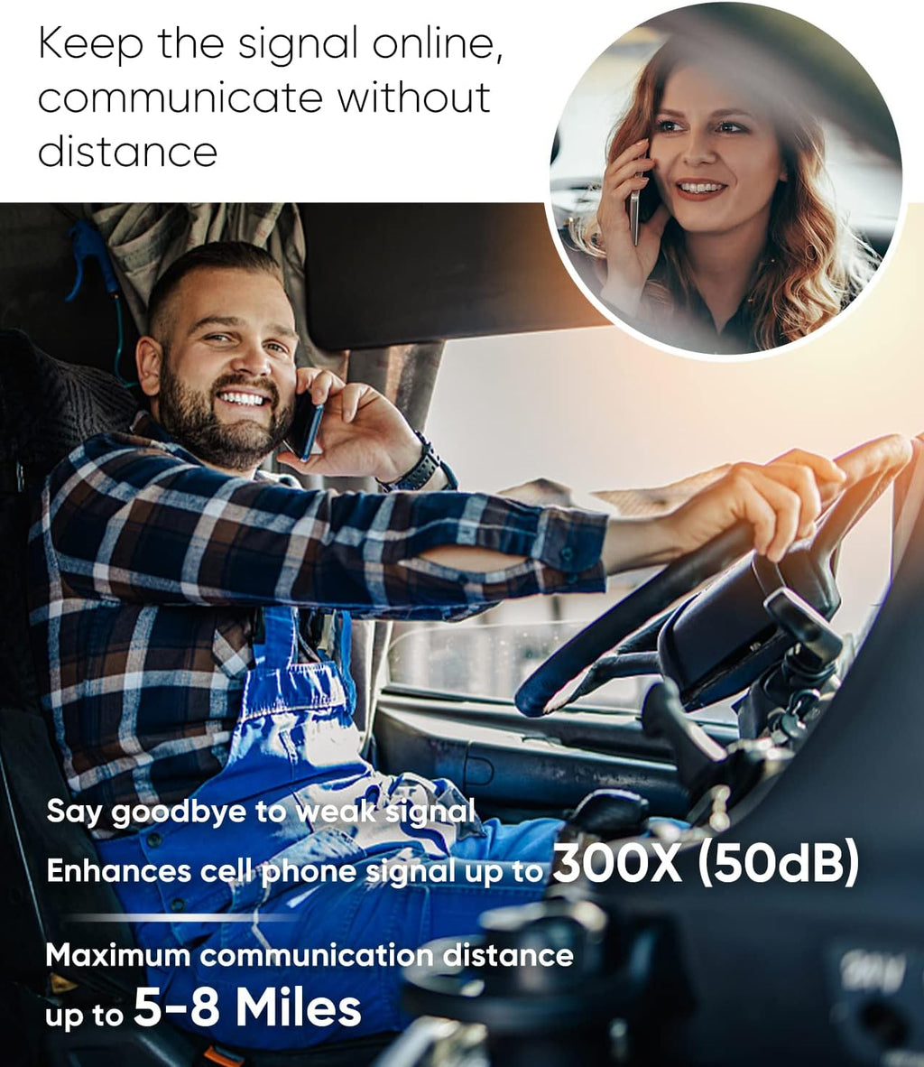 Cell Phone Booster for Truck RV, 5G/4G LTE/3G Signal Booster All Carriers | FCC Approved | Compatible with AT&T