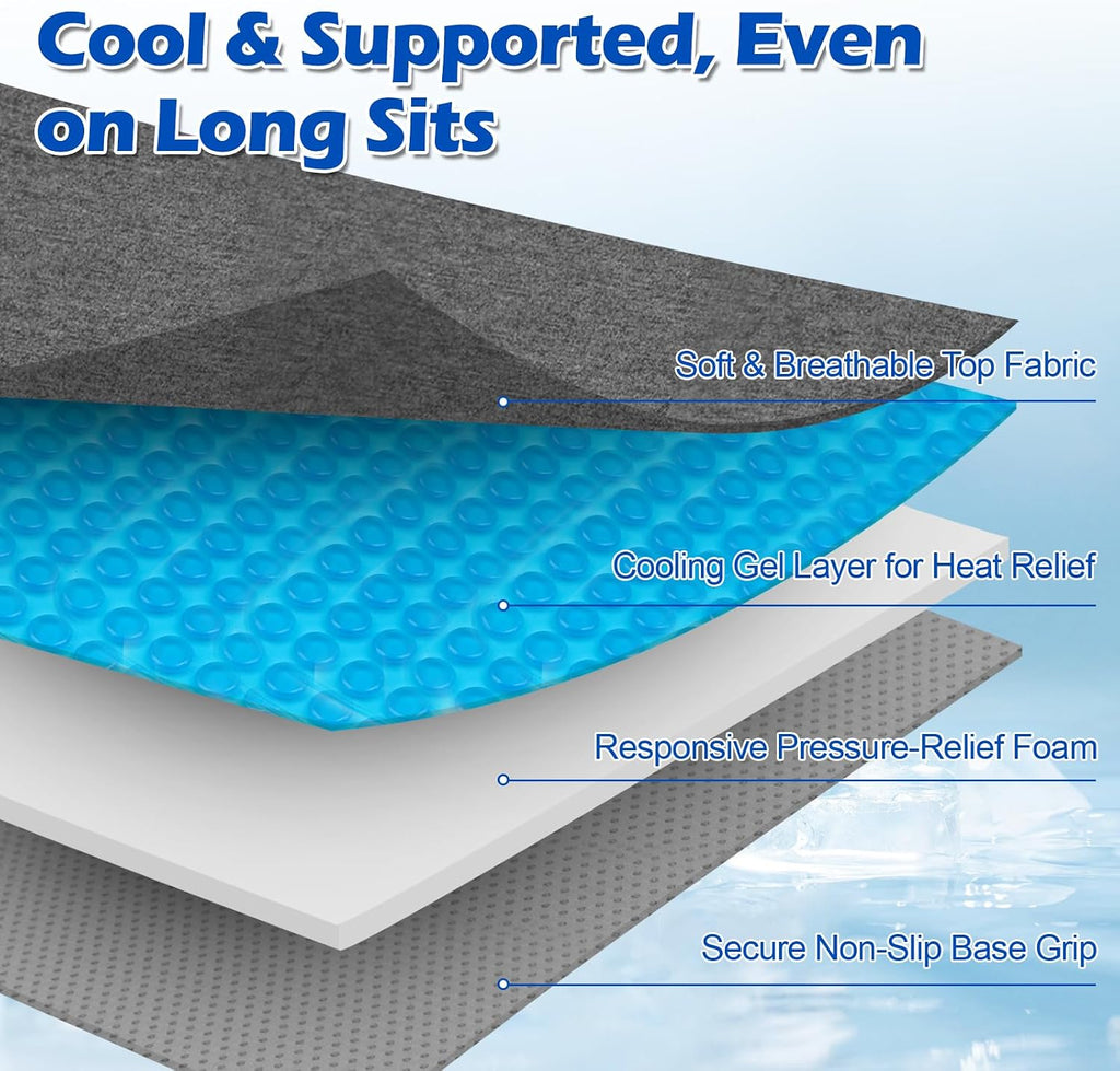 Gel Wheelchair Seat Cushion, Foldable Bed Sore Cushion for Butt, Pressure Relief Pad Relieves Hemorrhoid, Sciatica